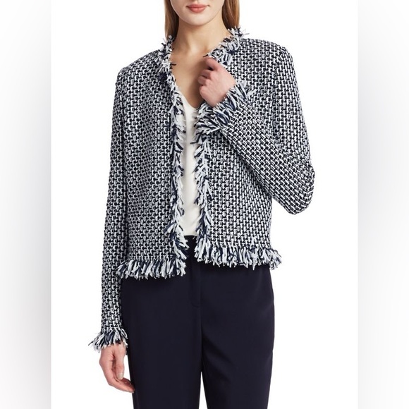 St. John Jackets & Blazers - NWT ST. JOHN Marled Basket-Weave Jacket in Ecru Navy